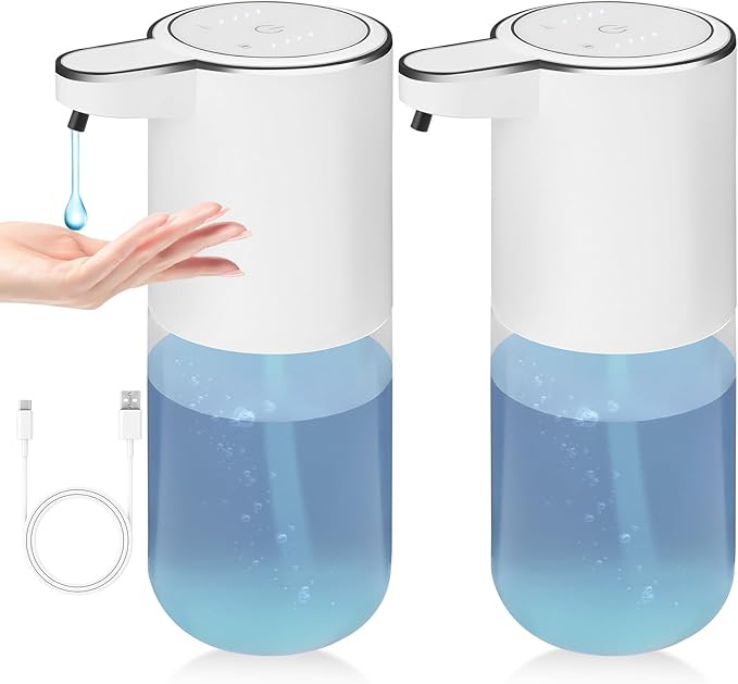 2 Pack Soap Dispenser,Automatic Liquid Soap Dispenser Touchless,13.5oz/400ml USB Rechargeabled Wall Mounted Smart Soap Dispenser for Bathroom Kitchen Set New