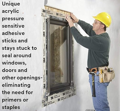 3M All Weather Flashing Tape 8067, 9 in x 75 ft, 1 Roll, Adhesive Backed Split Liner, Prevents Moisture Intrusion, Waterproof Flashing Seals Doors, Windows, Openings in Wood Frame Construction