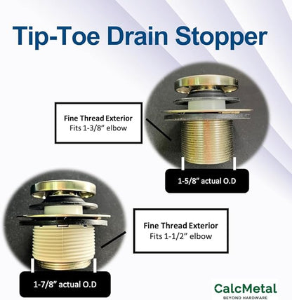 Tip-Toe Bathtub Drain Stopper with ABS Plastic Bushing, Fits in 1-1/2 Inch or 1-3/8 Inch Inner, Easy to Install, Venetian Bronze