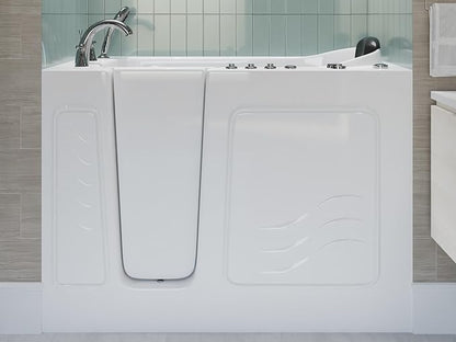 ANZZI Left Drain Walk-In Bathtub with 15 Whirlpool Jets in White | 53-60 x 26 in 115 Bubble Massage Jetted Hot Bath Tub with Waterfall Tub Filler Faucet and Handheld Shower Sprayer | AMZ5326LWD