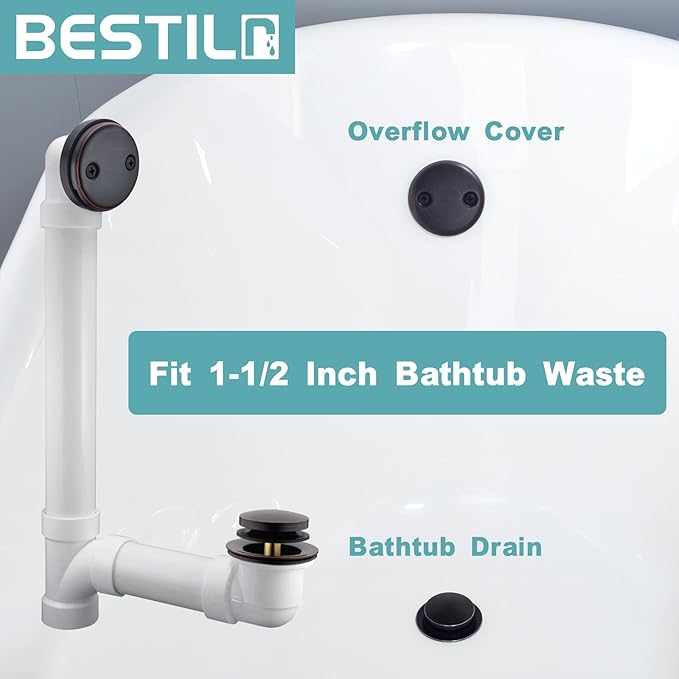 BESTILL Tip-Toe Bathtub Drain Bath Tub Trim Set Conversion Kit, Two Hole Style, Oil Rubbed Bronze