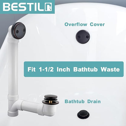 BESTILL Tip-Toe Bathtub Drain Bath Tub Trim Set Conversion Kit, Two Hole Style, Oil Rubbed Bronze