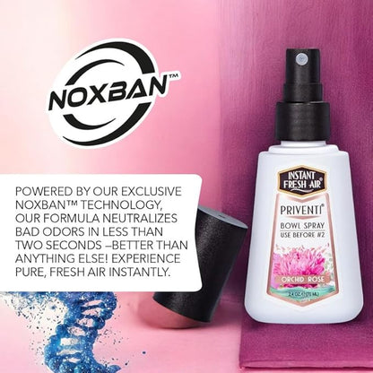 Signature PRIVENTI for Women Toilet Spray, Orchid Rose Scent Bathroom Spray, Noxban Technology Odor Elimination, Travel Size Long-Lasting Freshness for Home, Travel or Work, 2.4 Oz. -INSTANT FRESH AIR