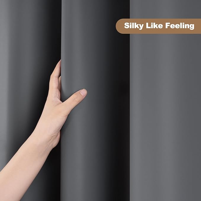 UFRIDAY Dark Grey Shower Curtain Liner Premium PEVA 72 x72 inch,Heavy Duty Shower Curtain with 3 Weighted Magnets, Plastic Waterproof Grey Shower Curtains for Bathroom with 12 Hooks