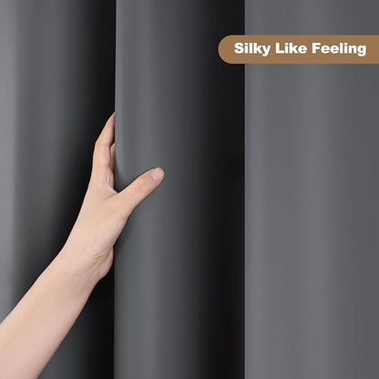 UFRIDAY Dark Grey Long Shower Curtain Liner Premium PEVA 72 x78 inch,Heavy Duty Shower Curtain with 3 Weighted Magnets, Plastic Waterproof Grey Shower Curtains for Bathroom with 12 Hooks