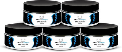 HawkGrips, 8oz Massage Emollient 5ct, Vanilla Scent, Shea Butter, Oil Based, Vegan, Soft Tissue Mobilization and Lubrication for Manual and Assisted Massage Therapy Techniques, Cream Alternative