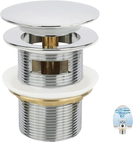 【Limited-time Promotion】 Pop Up Freestanding Tub Drain Plug, 2025 Upgraded freestanding tub Drain，Rust-Proof and Clog-Proof (for Most freestanding bathtubs) (Cold Silver)
