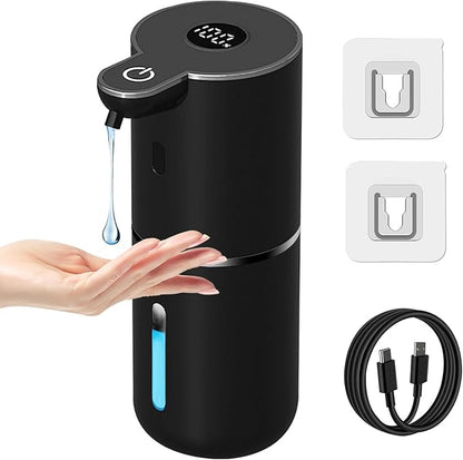 Automatic Liquid Soap Dispenser Touchless, USB Rechargeable Smart Hand Soap Dispenser, 6-Level Adjustable, 12.8oz/380mL, Compatible with Thick Thin Dish Soap for Bathroom Kitchen-Black