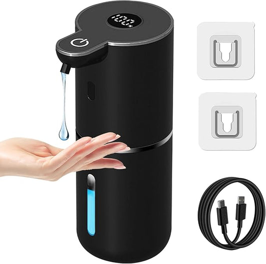 Automatic Liquid Soap Dispenser Touchless, USB Rechargeable Smart Hand Soap Dispenser, 6-Level Adjustable, 12.8oz/380mL, Compatible with Thick Thin Dish Soap for Bathroom Kitchen-Black