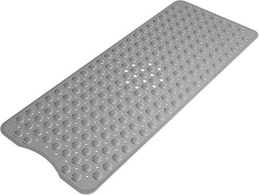 AmazerBath Shower Mat Non Slip 40 x 16 Inches, Shower Stall Mats with Suction Cups and Drain Holes, Non Slip Bath Mat for Tub for Elderly & Kids, Grey
