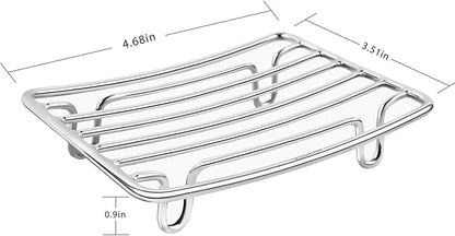 Bar Soap Dish Holder for Shower Bathroom Stainless Steel Rust Proof Self Draining, Chrome-1 Pack