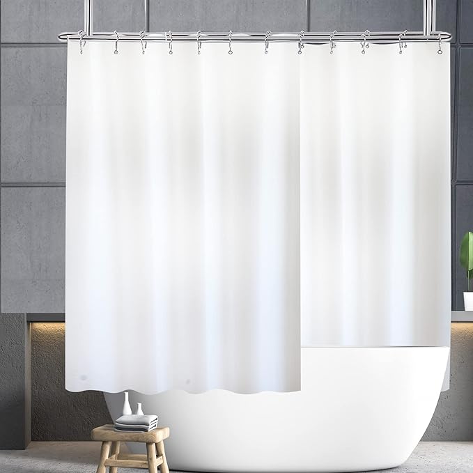 YISURE White Short 60 Inch Shower Curtain for Clawfoot Tub, 180x60 Wrap Around Liner with Magnets, PEVA Extra Wide Bathtub Curtain for Bathroom Vintage Freestanding Tub