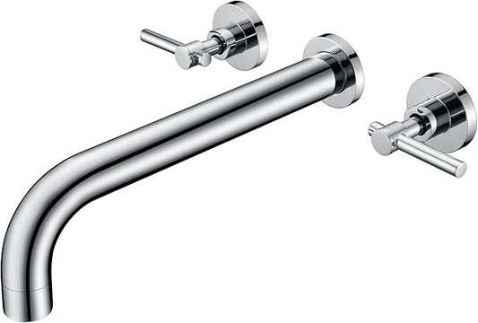 sumerain Bathroom Wall Mount Bath Tub Faucet, Extra Long Spout with High Flow, Chrome Finish