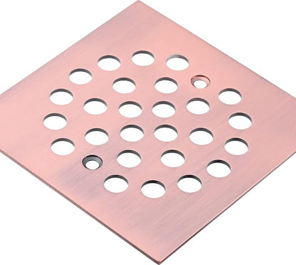 Square 4-1/4 Inch Screw-in Shower Drain Cover Replacement Square Floor Drainer Grate,Brushed Nickel,Brushed Gold,Oil Rubbed Bronze,Chrome (Antique Copper)