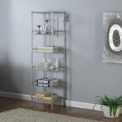 6 Tier Storage Racks Shelving, Heavy Steel Pantry Shelves, Adjustable Wire Shelving Rack, Suitable for Garage, Kitchens, Offices, 13.4" W x 13.4" D x 63" H, Silver