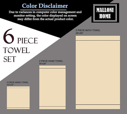 Ultra Soft 6 Pack Cotton Towel Set, Contains 2 Bath Towels 28x55 inch, 2 Hand Towels 16x24 inch & 2 Wash Coths 12x12 inch, Ideal Everyday use, Compact & Lightweight - Sky Blue
