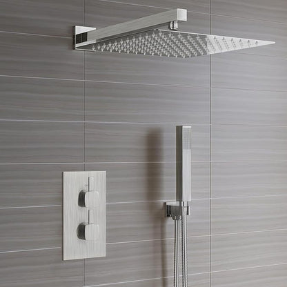 Voolan 20" Square Shower Arm with Flange and Teflon Tape, Extension Shower Head Arm for Bathroom Fixed Shower Head, Solid Stainless Steel, Wall Mounted (Brushed Nickel)