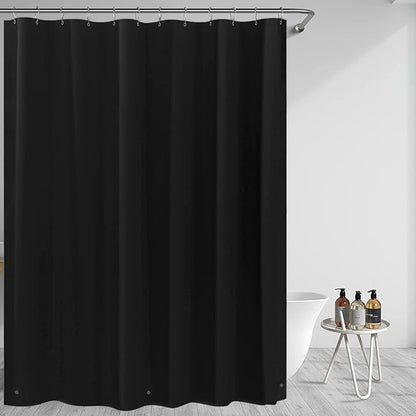 Black Plastic Shower Curtain Liner 60W x 72H Inches,PEVA Shower Liner for Bathtubs Waterproof Bathroom Curtain with Weighted Stones