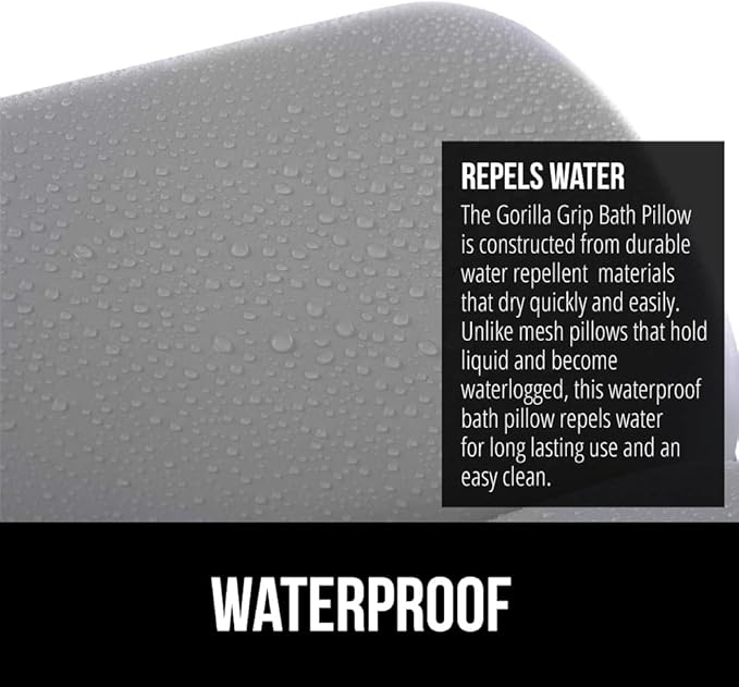 GORILLA GRIP Bath Pillow for Tub, Improved Suction Cups, Luxury Bathtub Pillows, Headrest for Neck and Back Support, Relaxing Home Spa, Hot Tubs and Bathroom Essentials, Gifts for Women, 3 Panel Gray