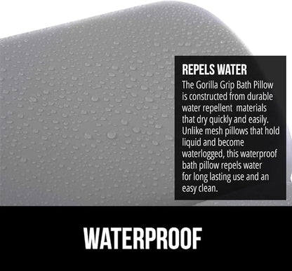 GORILLA GRIP Bath Pillow for Tub, Improved Suction Cups, Luxury Bathtub Pillows, Headrest for Neck and Back Support, Relaxing Home Spa, Hot Tubs and Bathroom Essentials, Gifts for Women, 3 Panel Gray