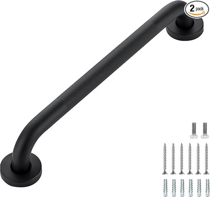 Grab Bars for Shower, 2 Pack 16-Inch Anti Slip Shower Handles for Elderly, Safety Shower Grab Bar, Stainless Steel Handicap Grab Bars for Bathroom (Black 1" Diameter)