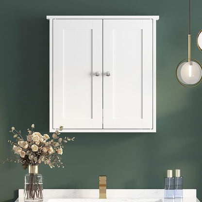 22x23 Bathroom Wall Cabinet,Medicine Cabinet for Bathroom Cabinet Wall Mounted,Over The Toilet Storage Cabinet with 2 Door,Surface Mount Medicine Cabinet for Laundry Room/Restroom,White