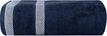 CASA COPENHAGEN Solitaire Mix 6 Pieces Towel Set- Navy + White, 600 GSM 2Bath Towel 2Hand Towel 2Washcloth, Designed in Denmark Made of Soft Egyptian Cotton for Bathroom, Kitchen & Shower