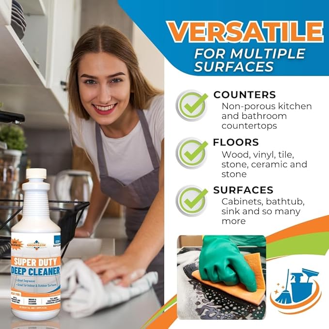 Super Duty Degreaser – Heavy Duty Tile & Grout Cleaner for Kitchens, Bathrooms & Floors – Removes Grease, Soap Scum & Deep Stains – Non-Corrosive Concentrate