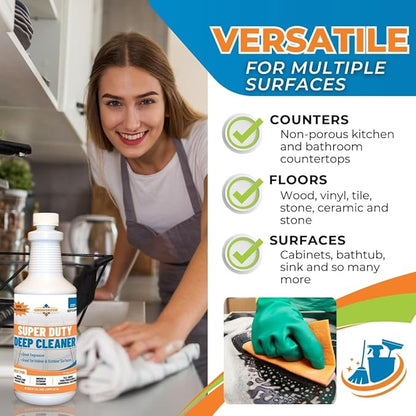 Super Duty Degreaser – Heavy Duty Tile & Grout Cleaner for Kitchens, Bathrooms & Floors – Removes Grease, Soap Scum & Deep Stains – Non-Corrosive Concentrate
