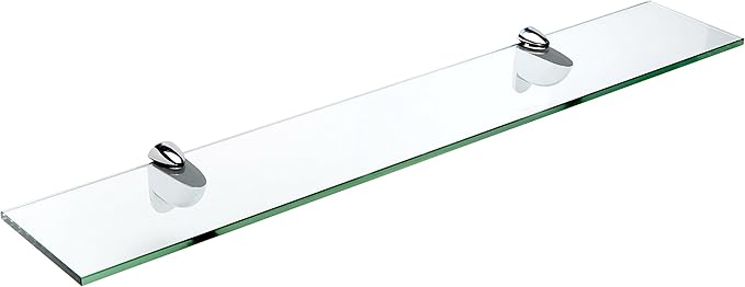 Spancraft Glass H-4.75x27-Chrome Heron Glass Shelf, Chrome, 4.75" x 27"