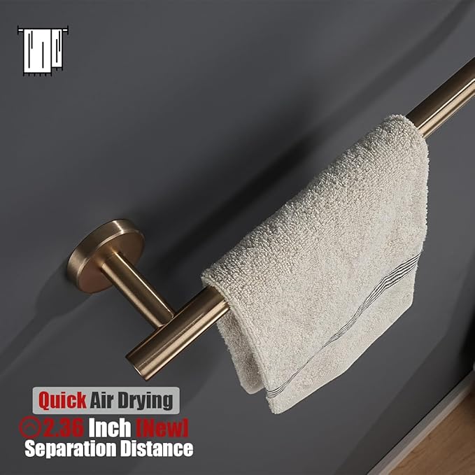 JQK Champagne Bronze Bath Towel Bar, 33 Inch 304 Stainless Steel Thicken 0.8mm Towel Rack Bathroom, Towel Holder Wall Mount, Useable Length 30 Inch, TB110L30-CB