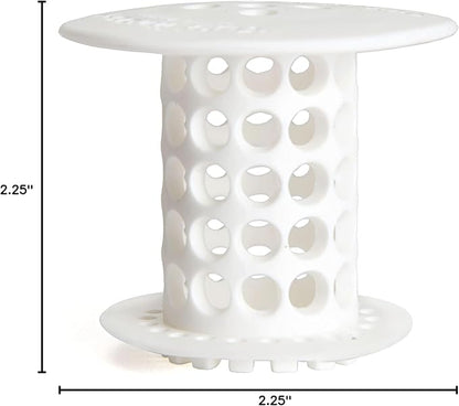 TubShroom Tub Drain Hair Catcher Strainer, White – Drain Protector and Hair Catcher for Bathroom Drains, Fits 1.5” – 1.75” Bathtub and Shower Tub Drains
