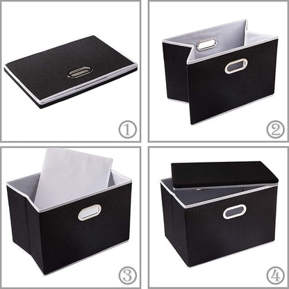 PRANDOM Extra Large Collapsible Storage Bins with Lids [3-Pack] Linen Fabric Foldable Storage Baskets Boxes Organizer Containers Cube with Cover for Bedroom Closet Office Nursery (22.8x15.7x13.8)