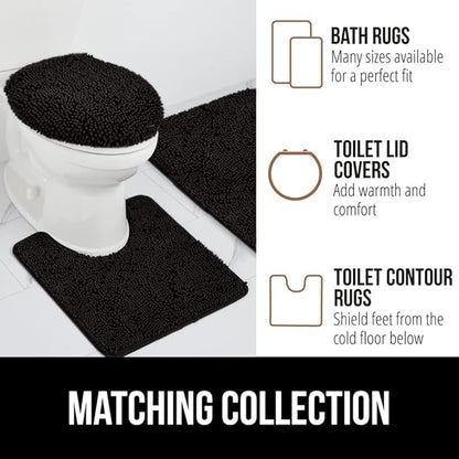 GORILLA GRIP Bath Rug Mat 70x24, Thick Soft Absorbent Chenille, Quick Dry Microfiber Mats, Rubber Backing Washable Shower Floor Rugs, Bathmat Runner, US Designed Bathroom Home Decor Accessories Black