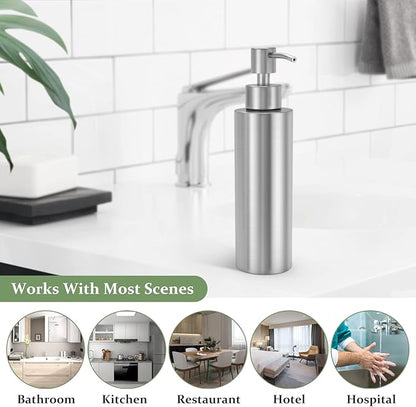 ARKTEK -Stainless Steel Countertop soap dispenser Rust Proof Liquid Hand soap dispenser, Premium Kitchen Pump for Liquid Bathroom Hand Dish Lotion (11.8 Oz / 350 ml)