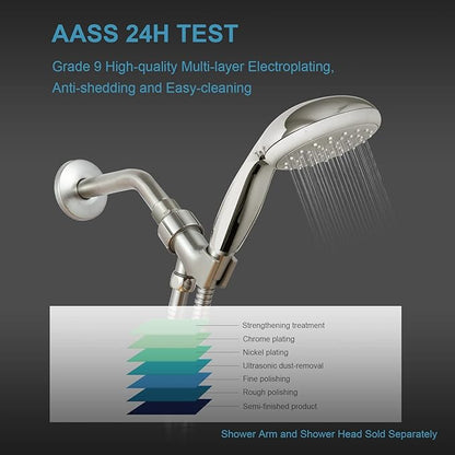 OFFO Shower Head Holder with Solid Metal Ball for Handheld Shower Head, Brushed Nickel Adjustable Shower Arm Mount for Connecting Shower Arm and Shower Hose, 1/2 in IPS Female Inlet and Male Outlet