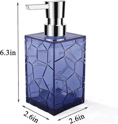 Hand Soap Dispenser, Clear Acrylic Plastic Liquid Pump Bottles Refillable Lotion Dispenser for Bathroom Decor Kitchen College Dorm, Blue