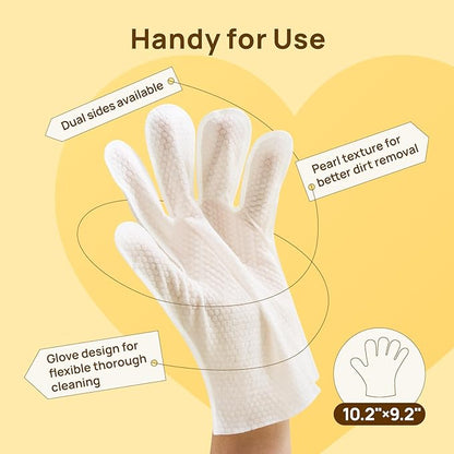 HICC PET Cleaning Deodorizing Glove Wipes for Dogs & Cats, Vet Recommended Hypoallergenic Hydrating & Nourish Fur Pet Grooming Glove Wipes, Pet Bathing Wipes for Horse Coat Care, 6pcs Rose Scent
