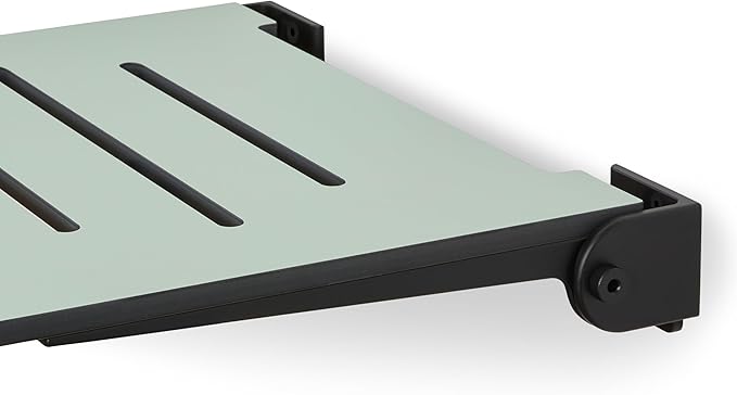 18 inch Silhouette Slimline Folding Wall Mount Shower Bench Seat, Sea Green Seat with Matte Black Frame