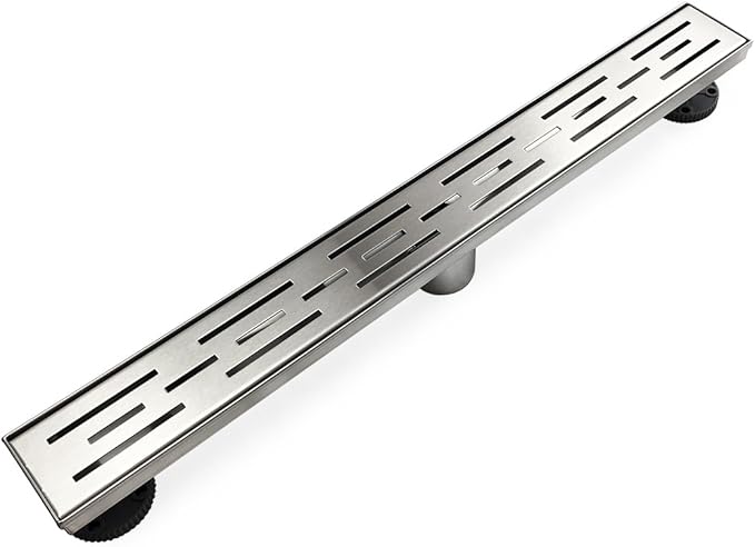 Neodrain 60 Inch Rectangular Linear Shower Drain with Brick Pattern Grate, Brushed 304 Stainless Steel Bathroom Floor Drain, Shower Linear Drain &Leveling Feet, Hair Strainer, CUPC Certified