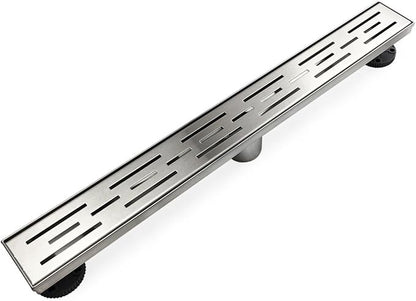 Neodrain 60 Inch Rectangular Linear Shower Drain with Brick Pattern Grate, Brushed 304 Stainless Steel Bathroom Floor Drain, Shower Linear Drain &Leveling Feet, Hair Strainer, CUPC Certified