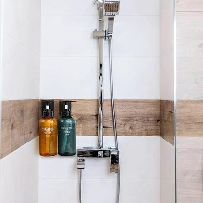Segbeauty Adhesive Bottle Holder, 3pcs Stainless Shampoo Bottle Holder, Black Drill-Free Shower Dispenser Rack, Rustproof Shampoo and Conditioner Dispenser Wall Mount for Dia 1.15in 3cm Bottles Mouth