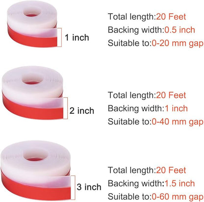TORRAMI Silicone Weather Stripping 1 inch Width 20 Feet Length, Seal for Door Under Bottom, Gap, Side, Glass Shower Door, Sliding Door,Windows, Transparent