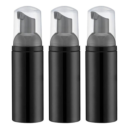 Tekson Soap Foam Bottle (Black Pump), Empty Travel Foaming Lash Shampoo for Cleanser, Dispenser (60ml, 2 fl oz)