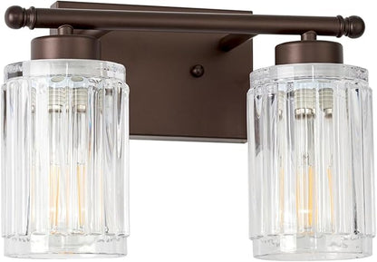 2 Light Bathroom Light Fixtures Modern ORB 12 Inch Vanity Lights for Bathroom Lighting Fixtures Over Mirror with Thickened Glass Shade for Cabinet Mirror Bedroom Hallway