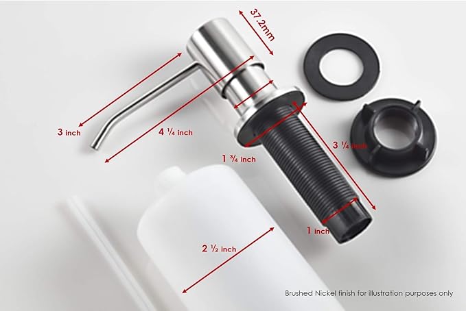 Soap Dispenser for Kitchen Sink (Brushed Nickel), Fit 1-to-1.25-inch Hole, Built in Soap Dispenser, Stainless Steel Pump Replacement