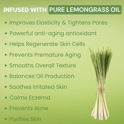 Moisturizing & Firming Lemongrass Body Lotion & Hand Cream - Natural Moisturizer for Dry Skin, Itchy or Crepey Skin - Eczema Treatment - Olive Oil, Coconut Oil & Avocado Oil - 8oz