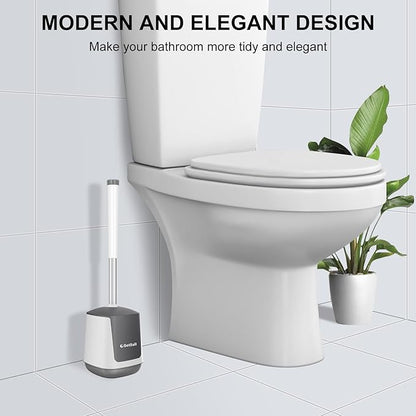 SetSail Toilet Brush 3 Pack Toilet Bowl Brush and Holder Toilet Cleaner Brush with Nylon Bristles Ventilated Toilet Brushes for Bathroom with Holder for Toilet Scrubber Cleaning, White & Grey