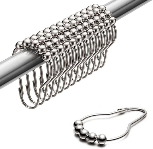 Uigos Shower Curtain Rings for Bathroom - Stainless Steel, Set of 12, Chrome