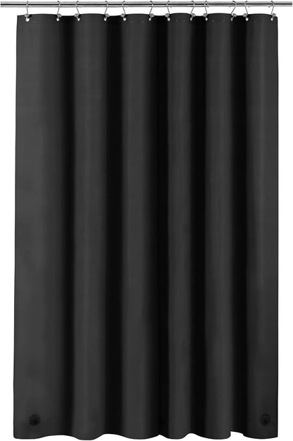 Barossa Design Extra Long Black Shower Curtain Liner with 3 Magnets - 72" x 84" XL, Waterproof PEVA Lightweight Shower Liner for Bathroom, PVC Free, Metal Grommets - Black, 72x84